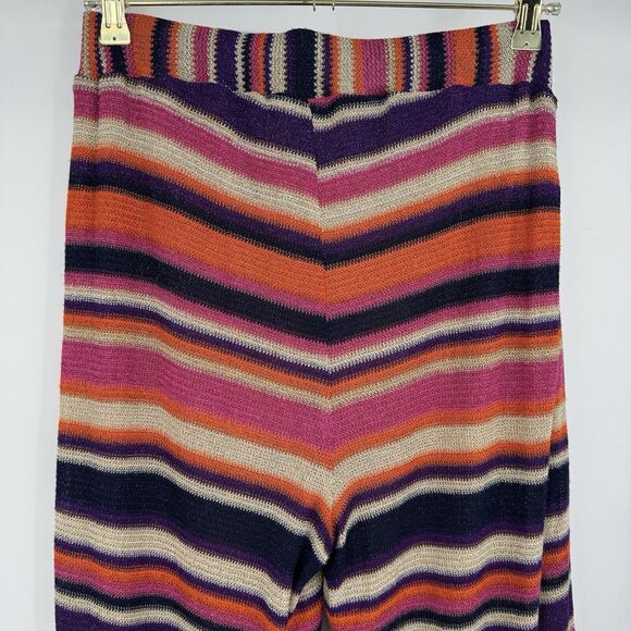Trina Turk Wide-leg Eden Pants Size Small Orange Multi Metallic Knit Summer Chic - Picture 4 of 12